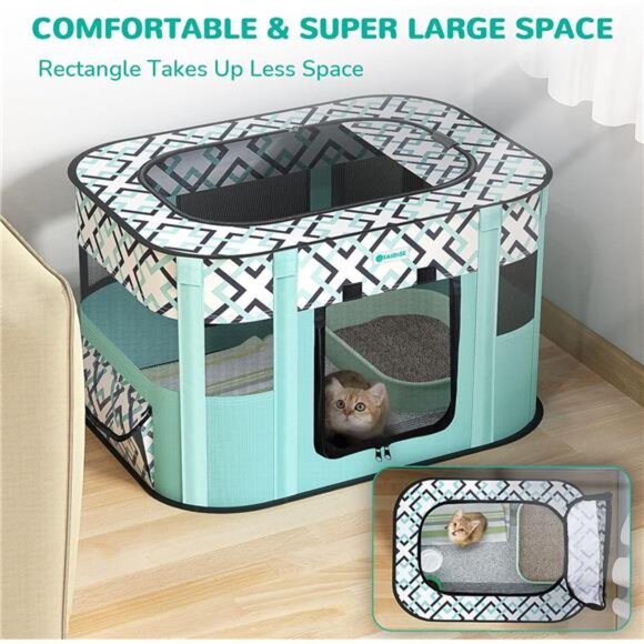 Portable Pet Playpen, Foldable Exercise Play Tent Kennel Crate for Puppy Dog - Picture 4 of 7